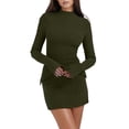 thumbnail image 1 of Ruyang Jumper Dresses Women Summer Knitted Dress Ladies Sweater Round Neck Turtleneck Tunic Dress Womens Wrap Waist Casual Dress, 1 of 4