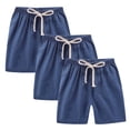 thumbnail image 1 of Ruyang Kids 3 Pack Cotton Linen Shorts Boys Girls Loose Fit Elastic Waist Shorts Summer Solid Running Training Fitness Shorts, 1 of 4