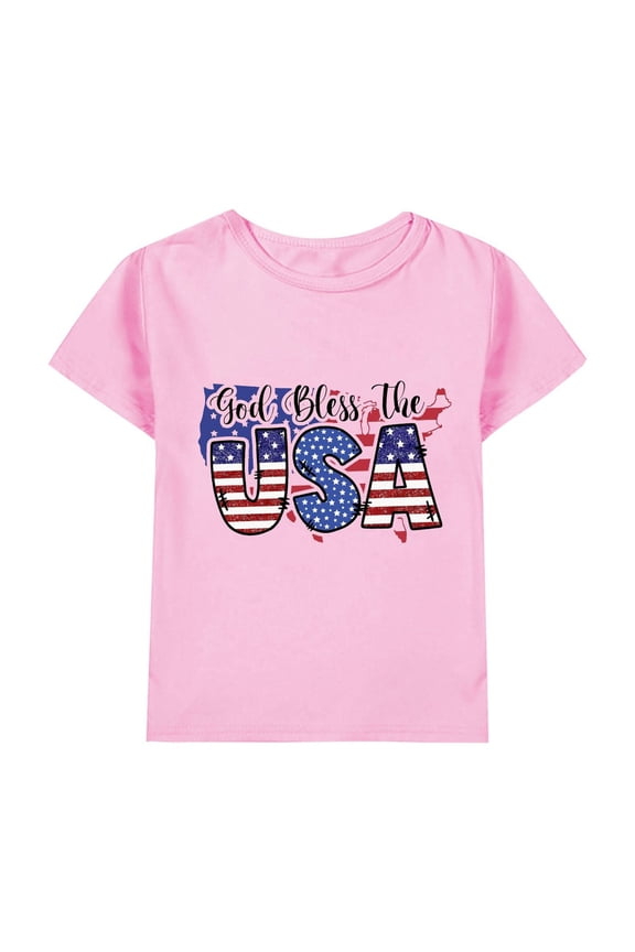 Kids 4th of July Shirt Little Boys Girls American Flag T-Shirts Tween Patriotic Tee Tops Blouse Independence Day Clothes