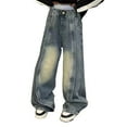 thumbnail image 1 of Ruyang Kids Baggy Jeans Elastic High Waist Retro Cargo Denim Pants Wide Leg Straight Streetwear Y2k Denim Trousers with Pockets, 1 of 9