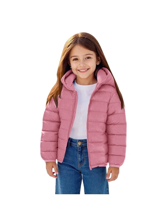 Kids Boy Girl Winter Hooded Puffer Jackets Lightweight Packable Fall Winter Padded Coat Teens Warm Comfy Puffer Outerwear