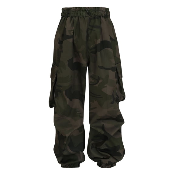 Ruyang Kids Boys Camouflage Cargo Pants Elastic Waist Wide Leg Baggy Trousers Summer Teens Gym Workout Track Trousers