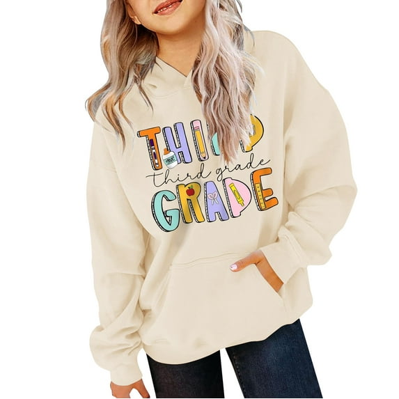 Ruyang Kids Boys Girls 3rd Grade Back to School Hoodie Preppy Hoodies First Day of School Pullover Sweatshirts Pockets