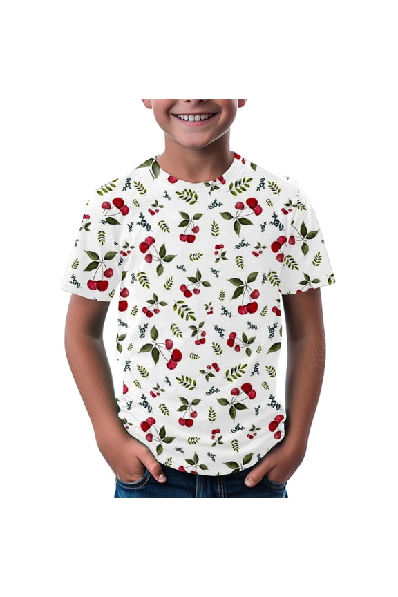 Kids Boys Girls Cute Fruit Print Summer T-Shirt Top Causal Short Sleeve Crew Neck Tee Shirt Daily Comfy Clothes