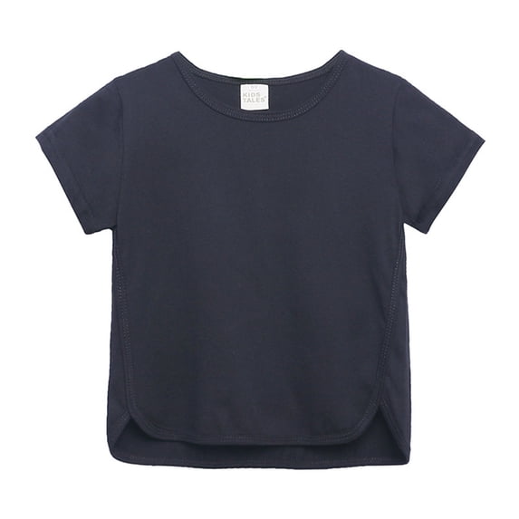 Ruyang Kids Boys Girls Solid Short Sleeve Crewneck Irregular T Shirts Tops Tee Clothes for Children Us Shirt