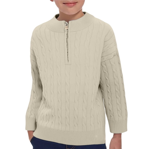 Ruyang Kids Boys School Zip Up Sweaters Trendy Warm Fleece Pullover Sweatshirts Fall Winter Long Sleeve Crewneck Sweater