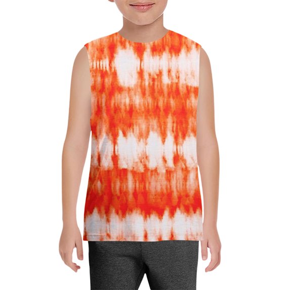 Ruyang Kids Boys Tie-dyed Camisoles Round Neck Loose Sleeveless Tank Tops Summer Casual Athletic Jogger Blouse T-Shirt