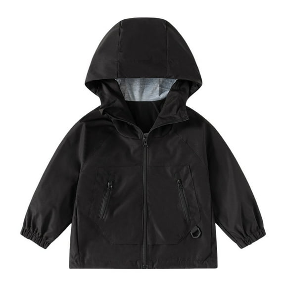 Ruyang Kids Boys Zip Up Jackets Water-proof Windproof Hooded Windbreaker Plain Cute Trendy Long Sleeve Fall Winter Coat