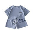 thumbnail image 1 of Ruyang Kids Cotton 2 Piece Matching Set for Boys Girls Short Sleeve Top + Drawstring Shorts Athletic Outfits Loose Lounge Set, 1 of 9