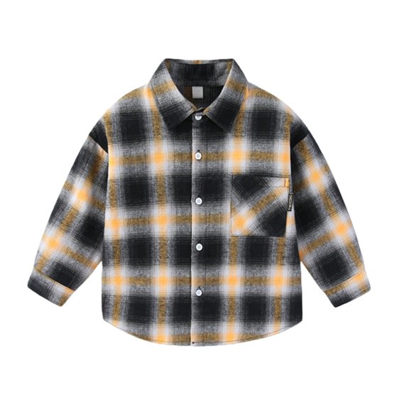 Ruyang Kids Flannel Plaid Shirts Jackets Toddler Boys Girls Button Down Blouse Tops Pocket Lapel School Casual Shackets
