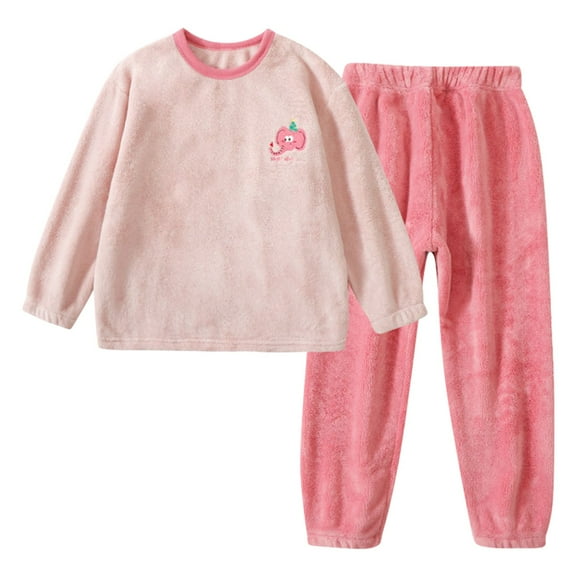 Ruyang Kids Fleece 2 Piece Outfits Boys Girls Thermal Flannel Pants Set Fall Winter Warm Long Sleeve Clothing Set