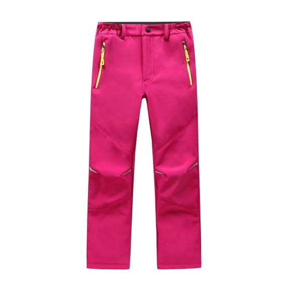 Ruyang Kids Fleece Lined Hiking Snow Ski Pants Boys Waterproof Winter Warm Outdoor Active Pants with Zippered and Pocket