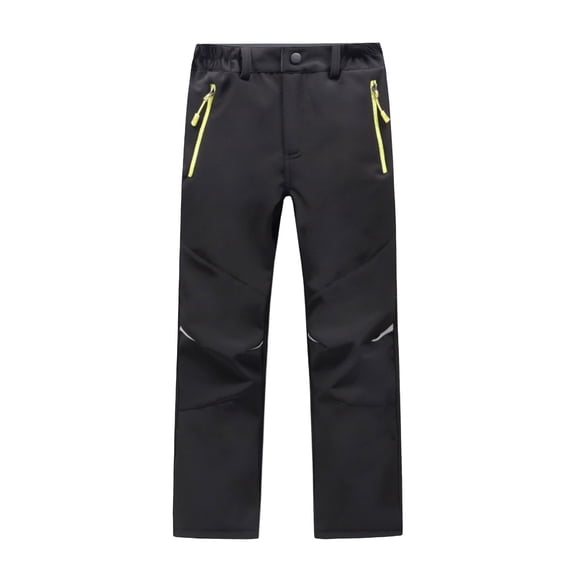 Ruyang Kids Fleece Lined Hiking Snow Ski Pants Boys Waterproof Winter Warm Outdoor Active Pants with Zippered and Pocket