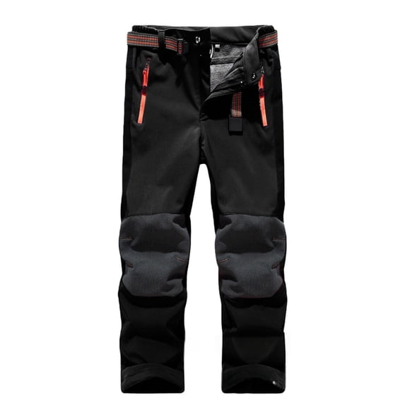 Ruyang Kids Fleece Lined Hiking Snow Ski Pants Boys Waterproof Winter Warm Outdoor Pants with Reinforced Knees and Pocket
