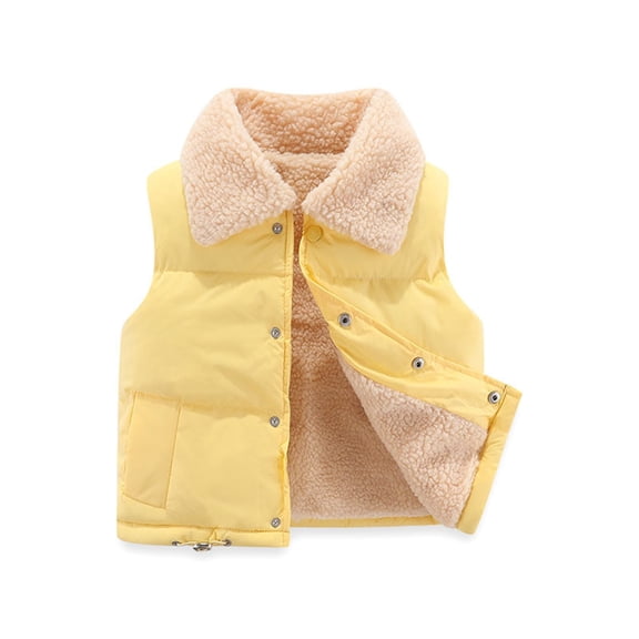 Ruyang Kids Fleece Vest Toddler Boys Girls Winter warm Sleeveless Puffer Jackets Water-proof Button Lapel Quilted Gilet