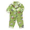 thumbnail image 1 of Ruyang Kids Fruits Print Satin Pajama Set Spring Long Sleeve Button Down Nightshirt & Pants 2Pcs Sleepwear Outfits, 1 of 6