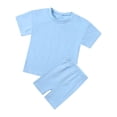 thumbnail image 1 of Ruyang Kids Girls Cotton 2 Piece Set Short Sleeve T-Shirts and Elastic Waist Shorts Solid Athletic Outfits Cute Loungewear Set, 1 of 9