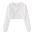 thumbnail image 1 of Ruyang Kids Girls Hollow Knitted Cardigan Sweaters Baby Plain One Button Long Sleeve Shawl Cute Warm Ruffle Trim Jacket, 1 of 6