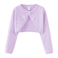 thumbnail image 1 of Ruyang Kids Girls Hollow Knitted Cardigan Sweaters Baby Plain One Button Long Sleeve Shawl Cute Warm Ruffle Trim Jacket, 1 of 7