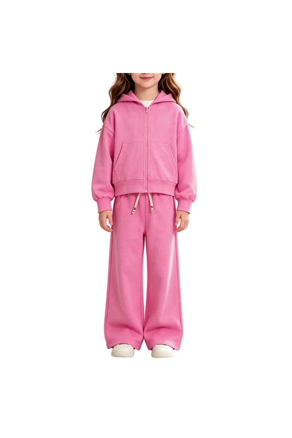 Kids Girls Hoodie & Sweatpants Set Cotton Blend Long Sleeve Hooded Jacket Loose Casual Pants for Teen Boys Outdoor Sweatsuit