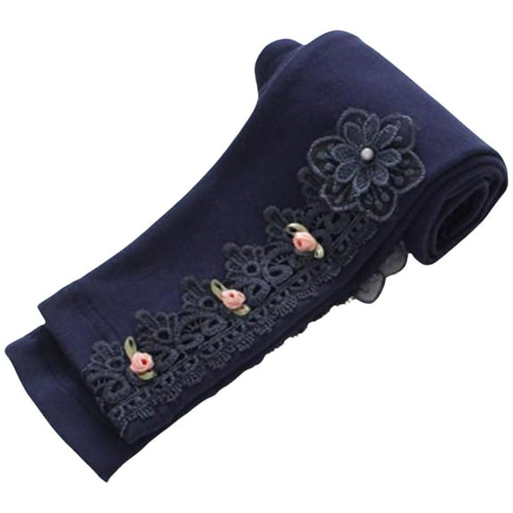 Ruyang Kids Girls Lace Flower Cute Leggings Baby Cotton Thermal Footless Tights Winter Warm Soft Dance Stockings Pantyhose