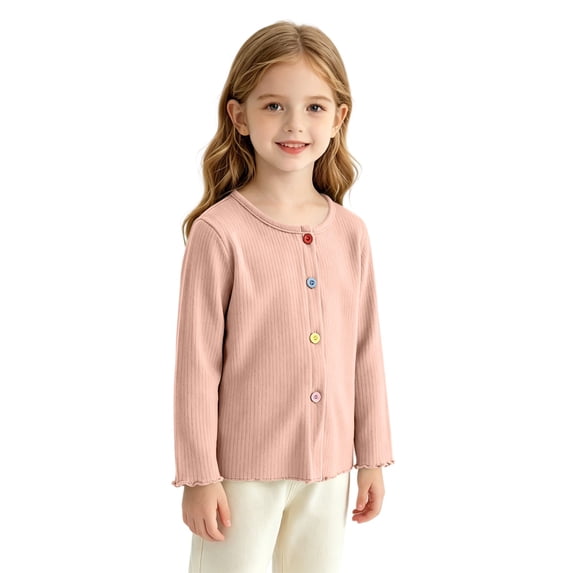 Ruyang Kids Girls Sweater Long Sleeve Button Down Tops Toddler Ribbed Knit Cardigan Fall School Uniform Pullover Pullover