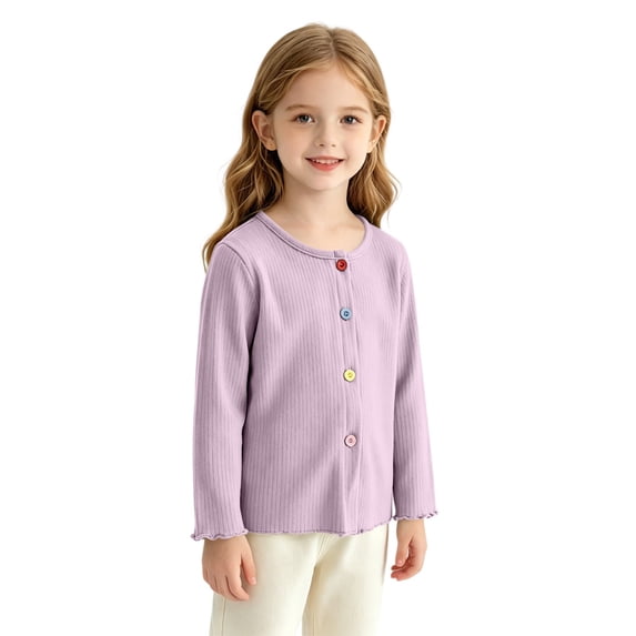 Ruyang Kids Girls Sweater Long Sleeve Button Down Tops Toddler Ribbed Knit Cardigan Fall School Uniform Pullover Pullover