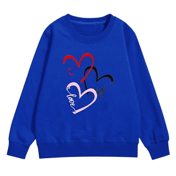 Ruyang Kids Girls Valentine Shirt Sweatshirt Boys Heart Print Outerwear Cotton Long Sleeve Pullover T-Shirts Casual Trendy Clothes