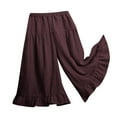 thumbnail image 1 of Ruyang Kids Girls Wide Leg Lounge Pants Cotton Linen Flowy Palazzo Pants Toddler Elastic Waist Ruffled Loose Summer Clothes, 1 of 3