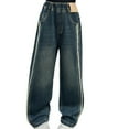 thumbnail image 1 of Ruyang Boys Girls Elastic Waist Baggy Jeans Washed Ripped Straight Fit Denim Trousers All Seasons Casual Wide Leg Jeans, 1 of 9