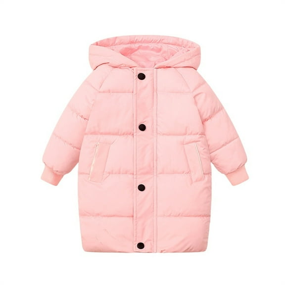 Ruyang Kids Girls Winter Long Puffer Coat Padded Down Parka Coats Windproof Lightweight Zip Up Hooded Quilted Outwear