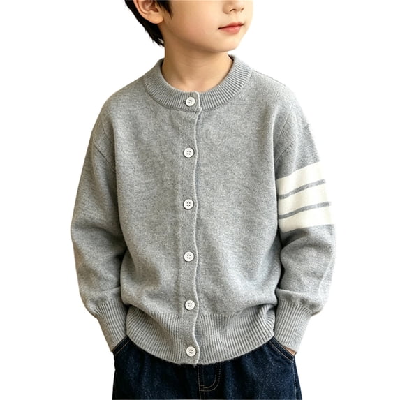 Ruyang Kids Knit Cardigan for Boys Girls Teen Long Sleeve Knitted Sweater Jacket Toddler Cute Crew Neck Button Outerwear