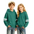 thumbnail image 1 of Ruyang Kids Long Sleeve Hooded Sweatshirt Striped Sleeve Pullover Hoodies Oversized Loose Kangaroo Pocket Sweatshirt for Girls, 1 of 9