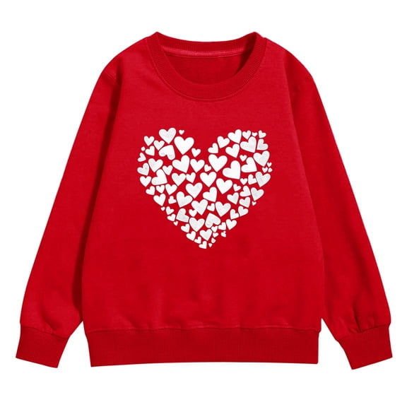 Ruyang Kids Loose Sweatshirt Girls Valentines Day Shirts Comfy Heart Graphic Long Sleeve Tops Oversized Pullover Cute Prints Shirts