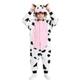 thumbnail image 1 of Ruyang Kids Plush Cow Hooded Jumpsuit Flannel Animal Role Play Dress Up Bodysuits Boys Girls Holiday Theme Party Outfit, 1 of 9