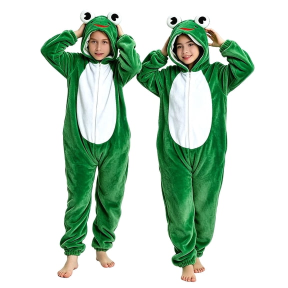 Ruyang Kids Plush Hooded Jumpsuit Animal Long Sleeve Zip Up Bodysuits Toddler Boys Girls Holiday Dress Up Role Play Outfit