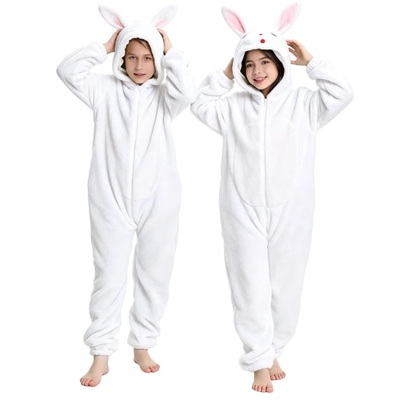 Ruyang Kids Plush Hooded Jumpsuit Dress Up Role Play Outfit Cute Animal Zipper Bodysuits Daily Fall Casual Clothes