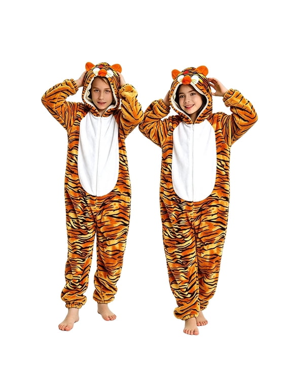 Kids Plush Hooded Jumpsuit Dress Up Role Play Outfit Cute Animal Zipper Bodysuits Daily Fall Casual Clothes
