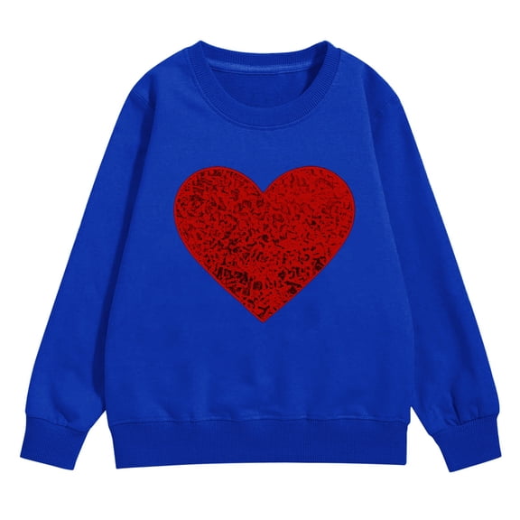 Ruyang Kids Valentines Day Sweatshirts Boys Girls Valentine's Heart Graphic Shirt Youth Long Sleeve Tops Tween Oversized Pullover