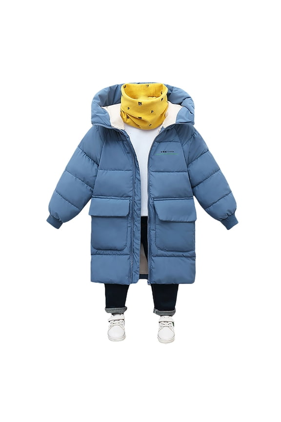 Kids Winter Coat Boys Girls Puffer Jacket Down Quilted Parka Coats Padded Warm Thermal Long Hooded Overcoat