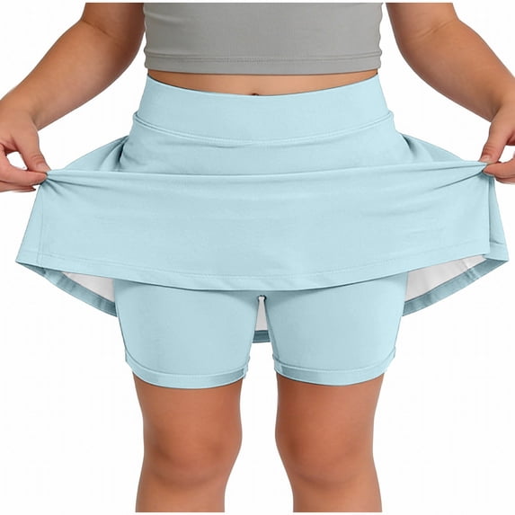 Ruyang Kids Yoga Sport Skirts Solid Stretchy Soft Tiered Mini Skirts Summer Outdoor Tennis Athletic Biker Short Dresses