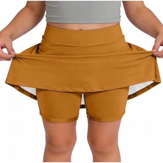 Ruyang Kids Yoga Sport Skirts Solid Stretchy Soft Tiered Mini Skirts Summer Outdoor Tennis Athletic Biker Short Dresses