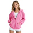 thumbnail image 1 of Ruyang Kids Zip Up Hoodie Long Sleeve Sweatshirt Solid Loose Fit Sweatshirt Jacket Trendy Windproof Coat Fall Winter Warm Outerwear, 1 of 9