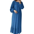 thumbnail image 1 of Ruyang Ladies Plus Size Dress Women's Abaya Puffy Sleeve Vintage Pocket Hem Ruffled Dress, 1 of 4