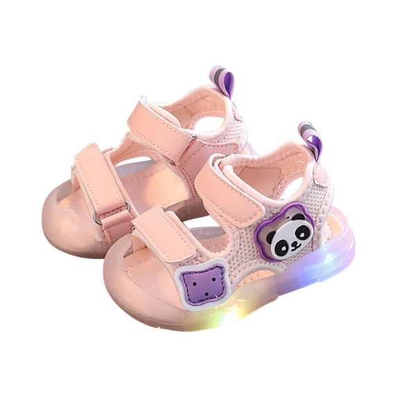 Ruyang Light Up Sandals for Toddler Boys Cute Open Toe Flat Sandals with Adjustable Straps Baby Beach Vacation Shoes