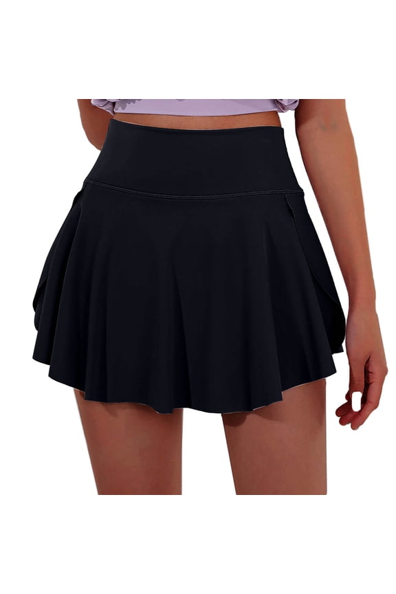 Linen Skirt Women's Tennis Skirts High Waisted Pleated Skorts For Woman With Shorts Pockets