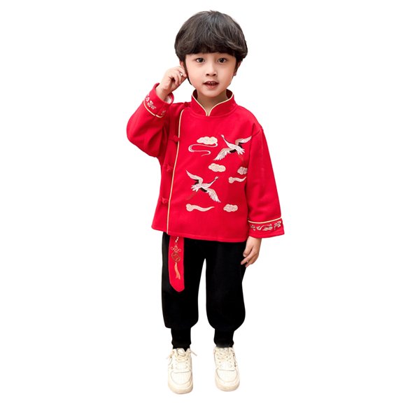 Ruyang Little Boys Tang Suit Chinese New Year Traditional Retro Embroidery Outfits 2025 Stylish Spring Festival Clothes