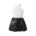 thumbnail image 1 of Ruyang Little Girls Skirts Set Off Shoulder Vest Top Faux Leather Short Skirts,Toddler Summer Basic Skirts 2 PCS, 1 of 9