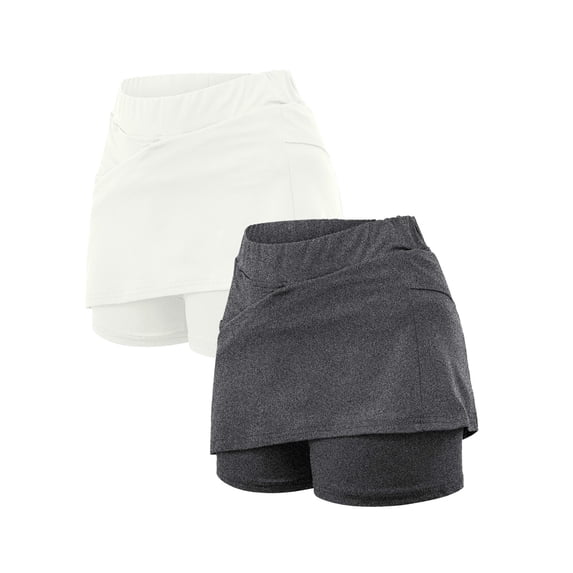 Ruyang Long Pleated Skirt Women's Pocket Pants Solid Mid Waist Culottes Short Skirts Skinny Pants