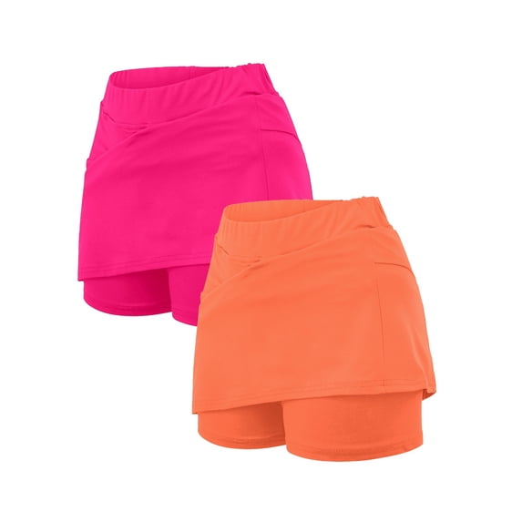 Ruyang Long Pleated Skirt Women's Pocket Pants Solid Mid Waist Culottes Short Skirts Skinny Pants